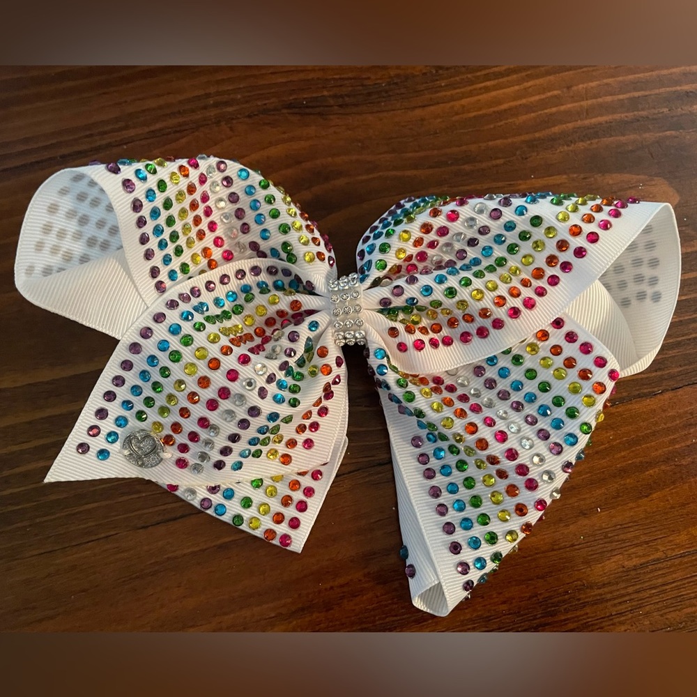Jojo Siwa signature collection White  Multi Color Rhinestone Bow hair clip